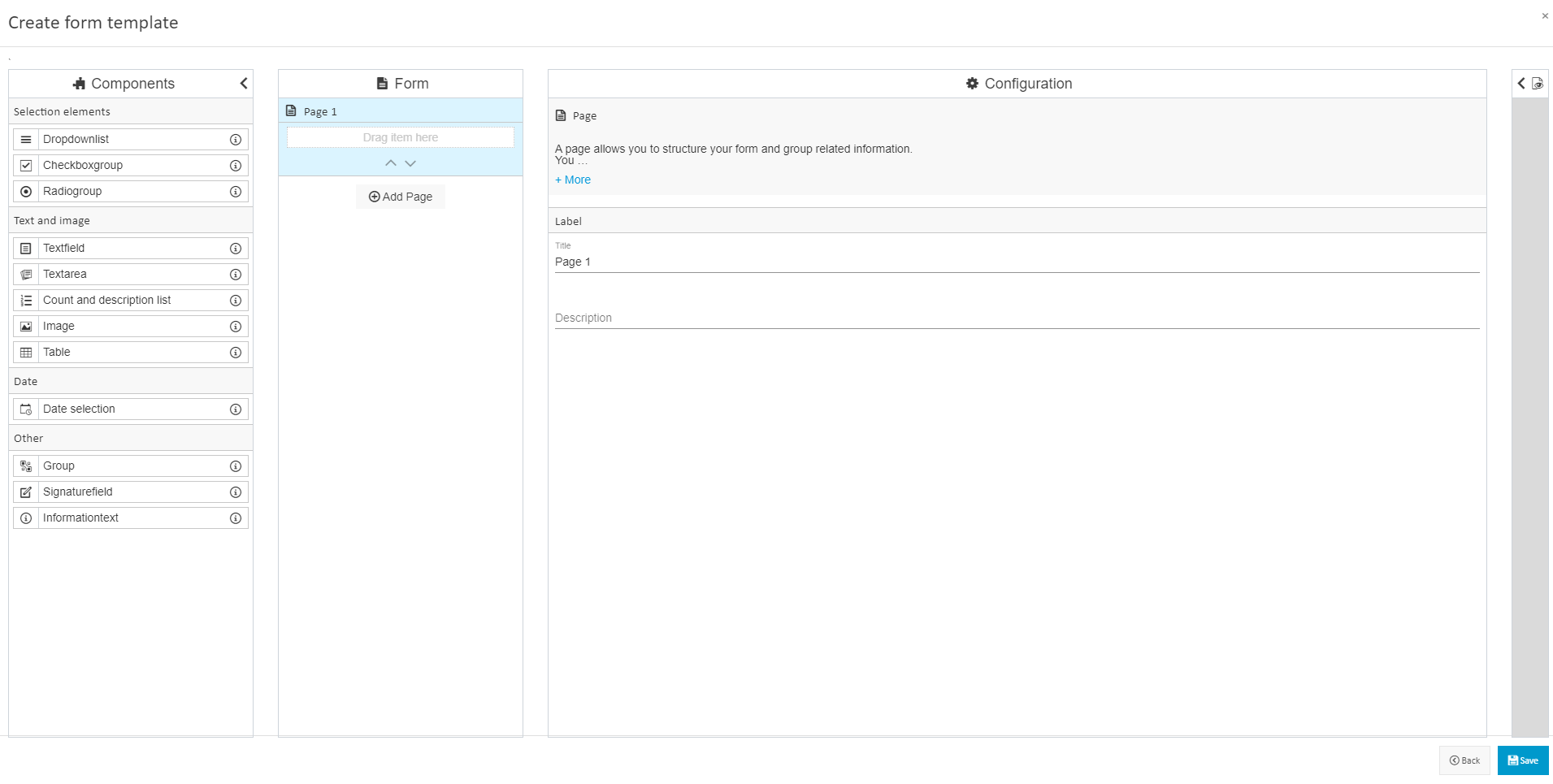 screenshot: create form template